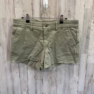 Prana Green Sancho 4” Organic Cotton Shorts Raw Edge Hiking Outdoor Womens 8